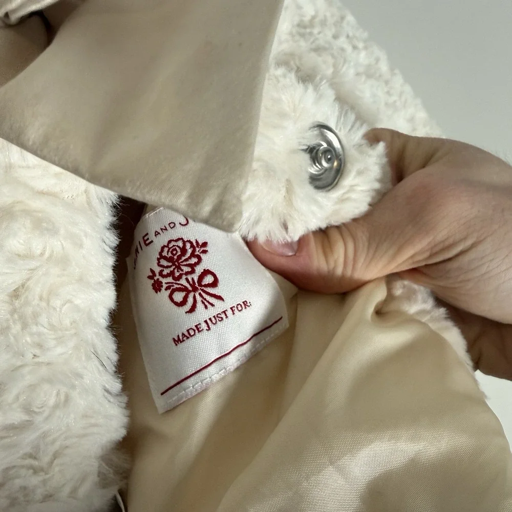 Janie & Jack Faux Fur Coat Girls‎ 12-18 Months Ivory Bow